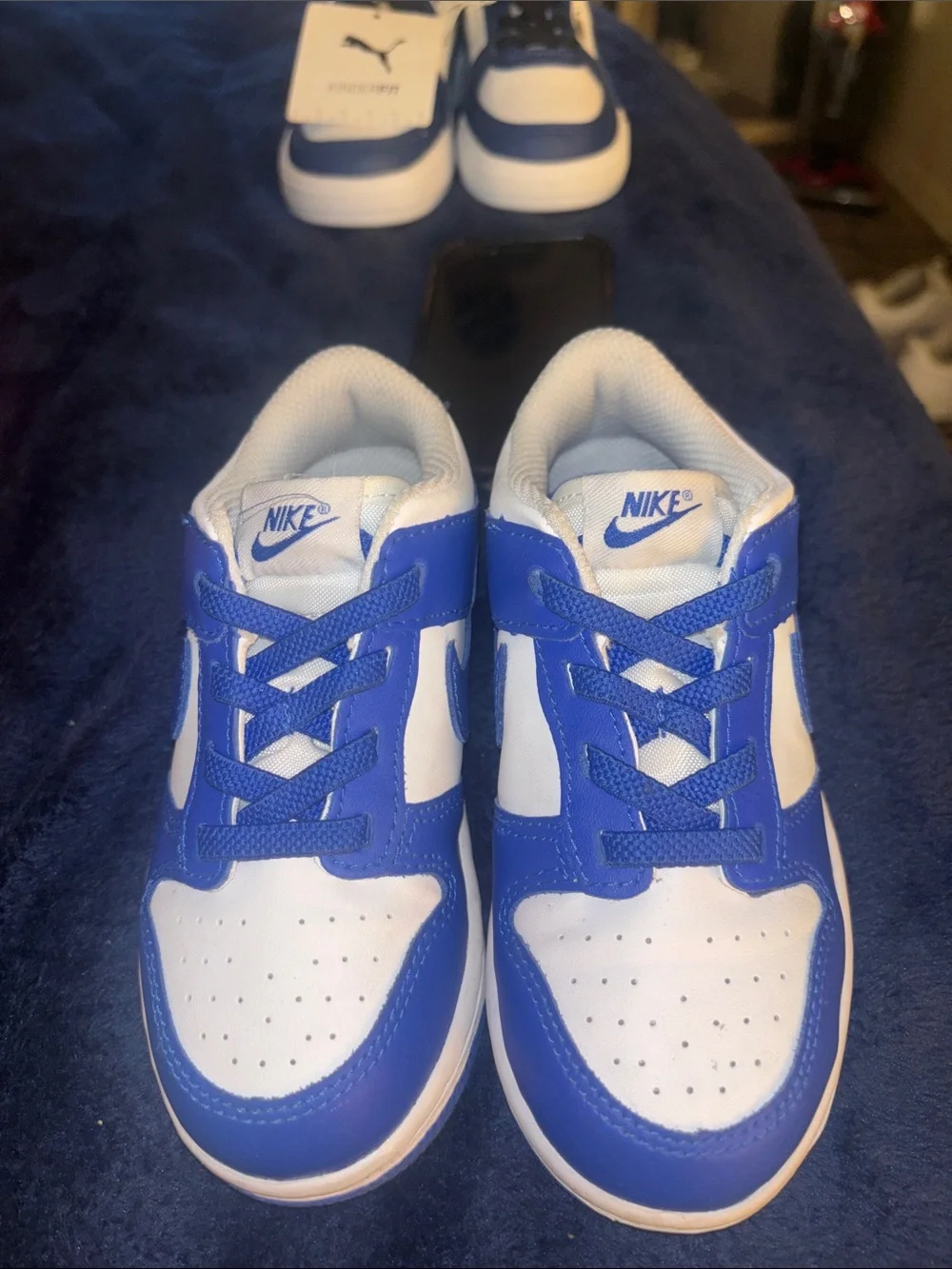 Nike Dunk Low Size 10C - Kids' Blue and White Low-Top Sneakers